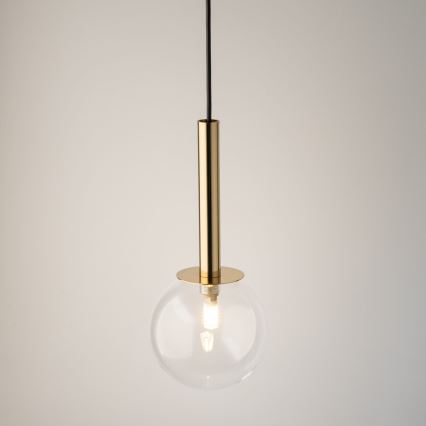 Ljuskrona med textilsladd DAISY 1xG9/12W/230V diameter 14 cm guld/svart/genomskinlig