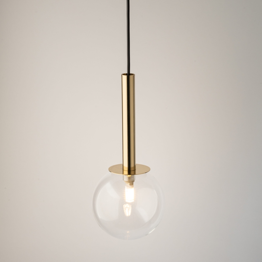 Ljuskrona med textilsladd DAISY 1xG9/12W/230V diameter 14 cm guld/svart/genomskinlig