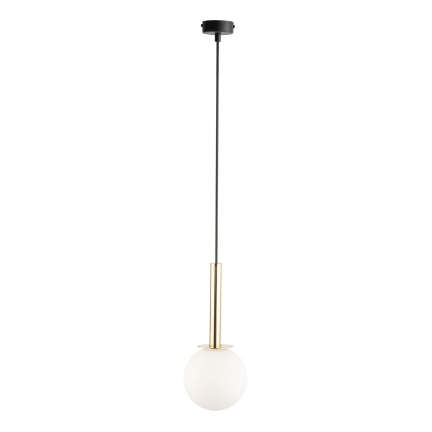 Ljuskrona med textilsladd DAISY 1xG9/12W/230V diameter 14 cm guld/svart/vit