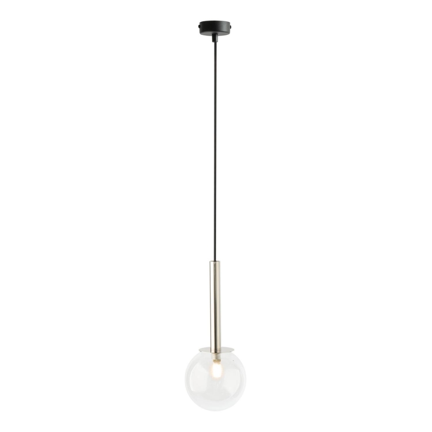 Ljuskrona med textilsladd DAISY 1xG9/12W/230V diameter 14 cm skinande krom/svart/genomskinlig