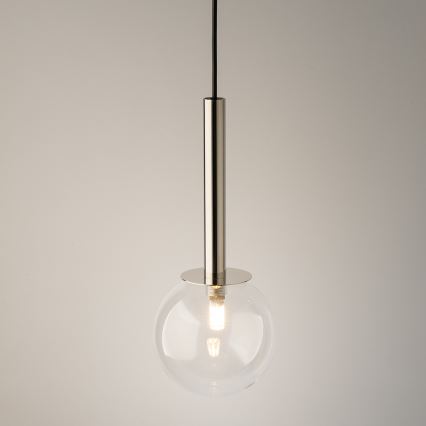 Ljuskrona med textilsladd DAISY 1xG9/12W/230V diameter 14 cm skinande krom/svart/genomskinlig