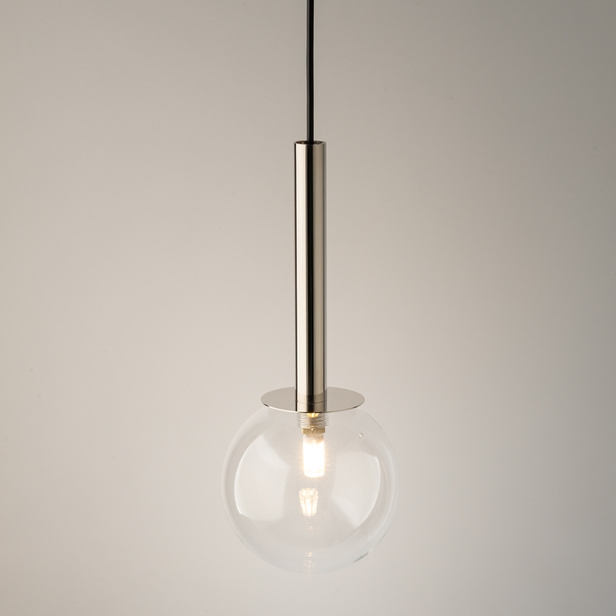 Ljuskrona med textilsladd DAISY 1xG9/12W/230V diameter 14 cm skinande krom/svart/genomskinlig