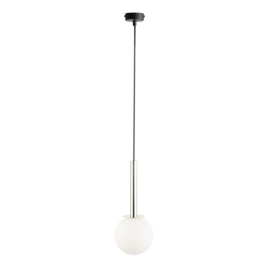 Ljuskrona med textilsladd DAISY 1xG9/12W/230V diameter 14 cm skinande krom/svart/vit