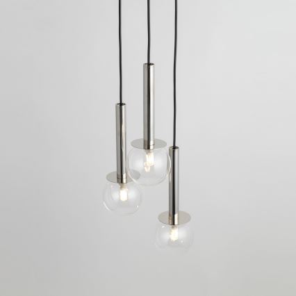 Ljuskrona med textilsladd DAISY 3xG9/12W/230V diameter 27 cm skinande krom/svart/genomskinlig