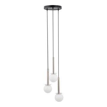 Ljuskrona med textilsladd DAISY 3xG9/12W/230V diameter 27 cm skinande krom/svart/vit