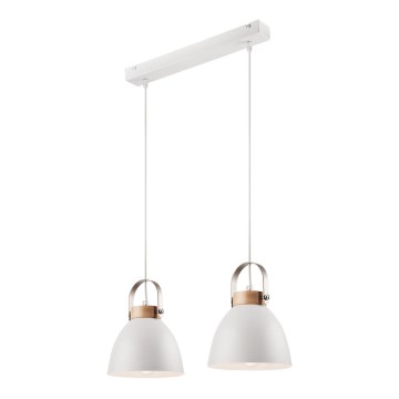 Ljuskrona med textilsladd DANIELLE 2xE27/60W/230V bok - FSC certifierade
