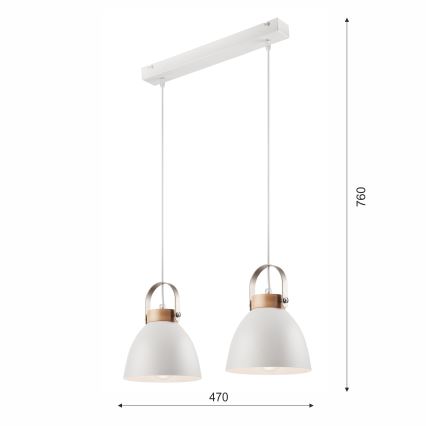 Ljuskrona med textilsladd DANIELLE 2xE27/60W/230V bok - FSC certifierade