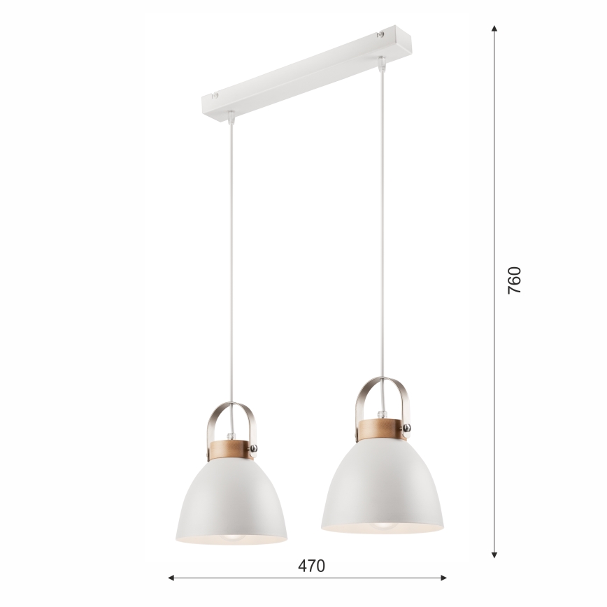Ljuskrona med textilsladd DANIELLE 2xE27/60W/230V bok - FSC certifierade