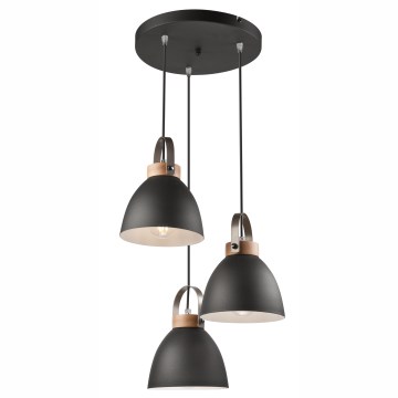 Ljuskrona med textilsladd DANIELLE 3xE27/60W/230V bok - FSC certifierade