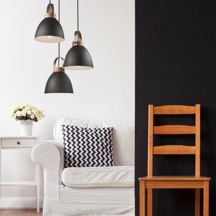 Ljuskrona med textilsladd DANIELLE 3xE27/60W/230V bok