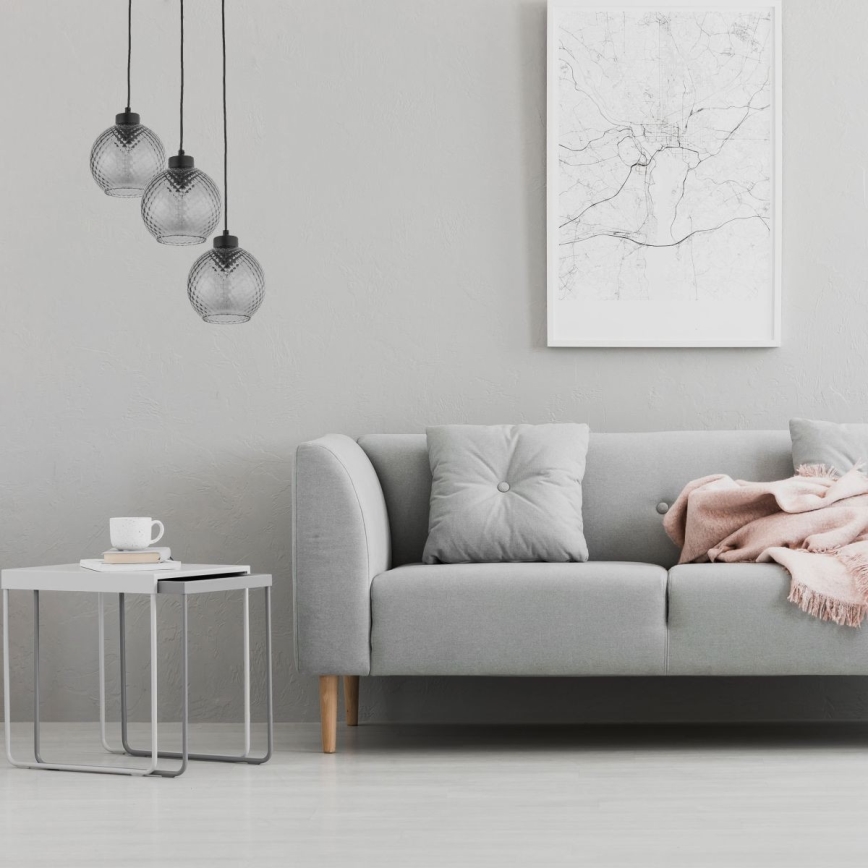 Ljuskrona med textilsladd DEVON 3xE27/15W/230V