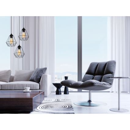 Ljuskrona med textilsladd DIAMENT 3xE27/60W/230V
