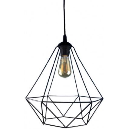 Ljuskrona med textilsladd DIAMOND 1xE27/60W/230V svart