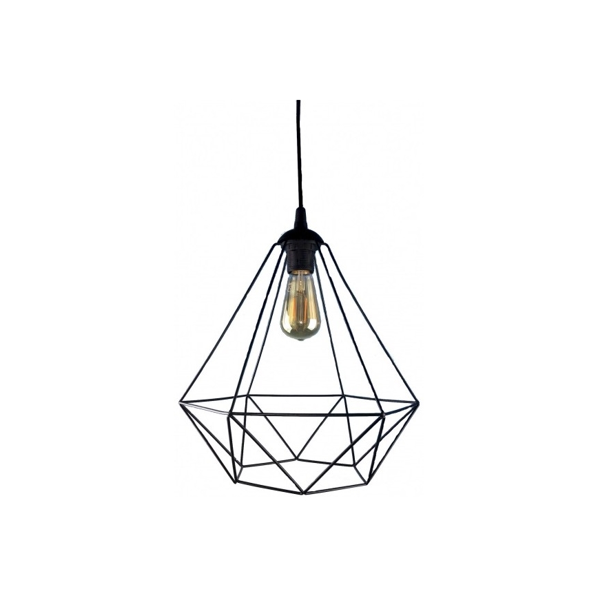 Ljuskrona med textilsladd DIAMOND 1xE27/60W/230V svart