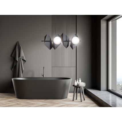 Ljuskrona med textilsladd DRIFTON 4xE14/10W/230V svart