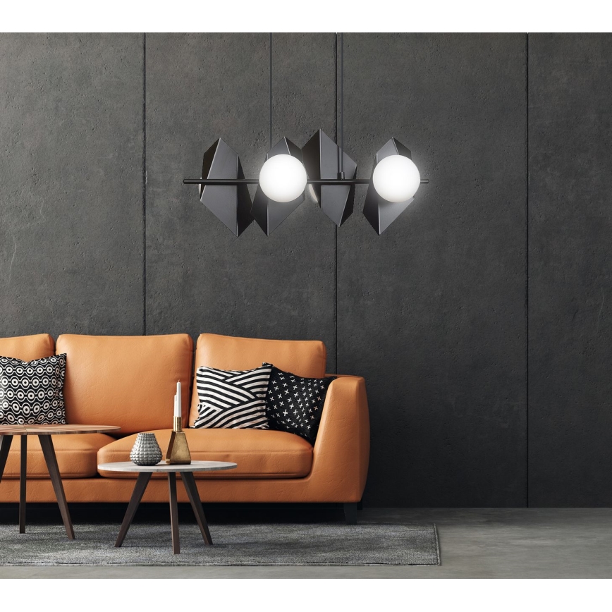 Ljuskrona med textilsladd DRIFTON 4xE14/10W/230V svart