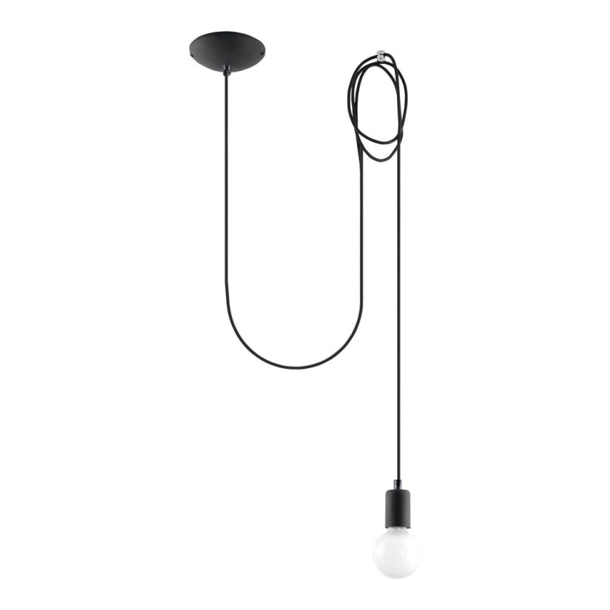 Ljuskrona med textilsladd EDISON 1 1xE27/60W/230V spindel svart