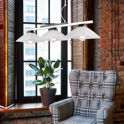 Ljuskrona med textilsladd ELA 3xE27/60W/230V bok - FSC certifierade