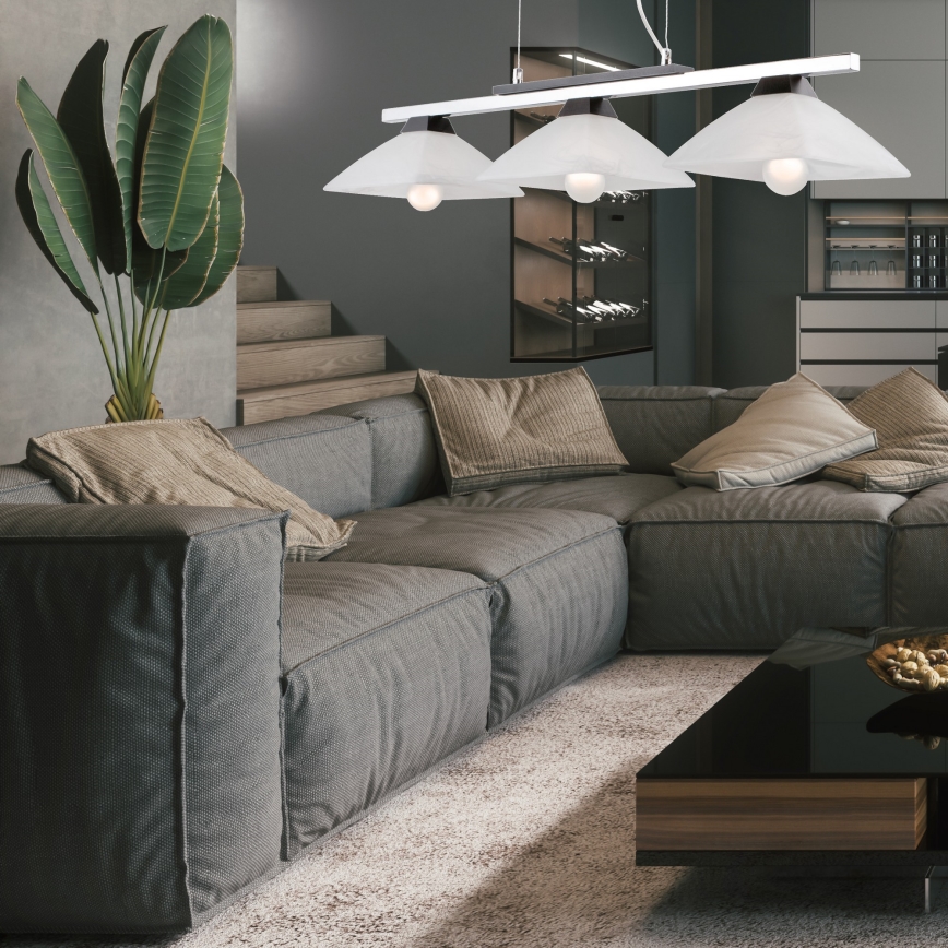 Ljuskrona med textilsladd ELA 3xE27/60W/230V bok - FSC certifierade