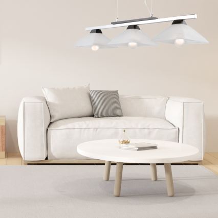 Ljuskrona med textilsladd ELA 3xE27/60W/230V bok - FSC certifierade