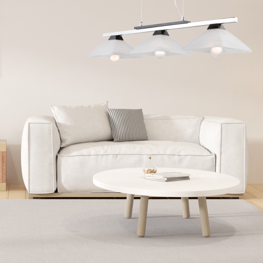 Ljuskrona med textilsladd ELA 3xE27/60W/230V bok - FSC certifierade