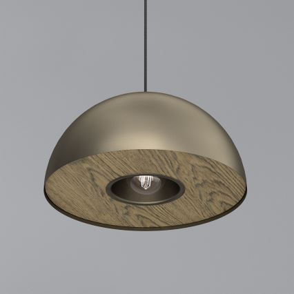 Ljuskrona med textilsladd ELGUND 1xE27/15W/230V diameter 35 cm mässing