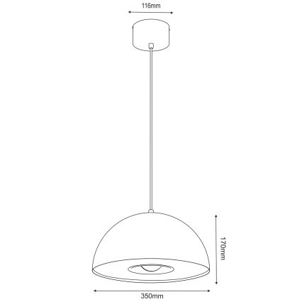Ljuskrona med textilsladd ELGUND 1xE27/15W/230V diameter 35 cm mässing