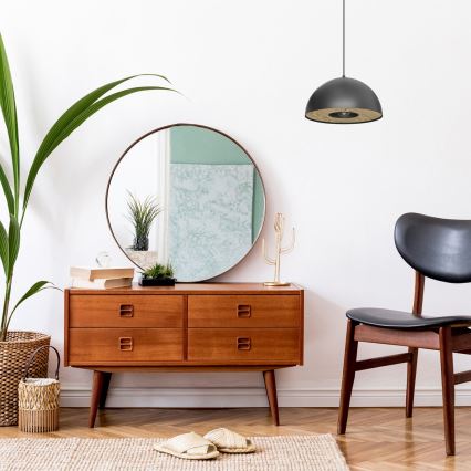 Ljuskrona med textilsladd ELGUND 1xE27/15W/230V diameter 35 cm svart