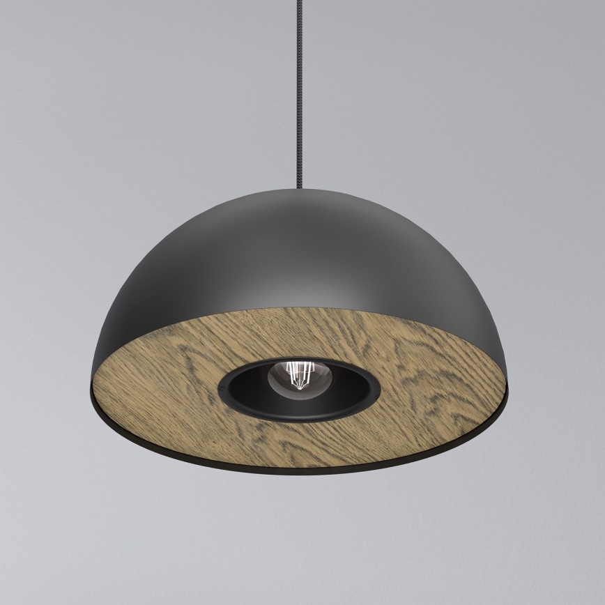 Ljuskrona med textilsladd ELGUND 1xE27/15W/230V diameter 35 cm svart