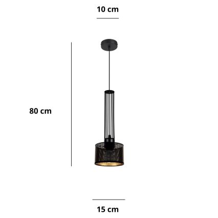 Ljuskrona med textilsladd ELIS 1xE27/60W/230V diameter 15 cm