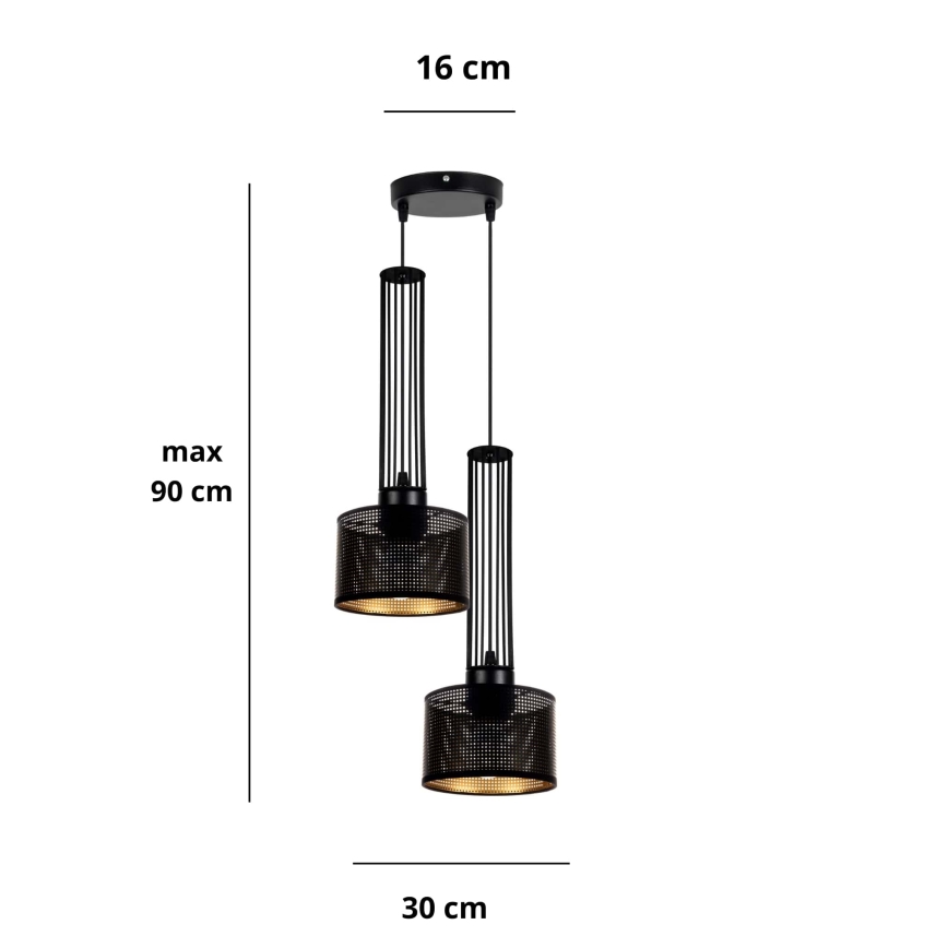 Ljuskrona med textilsladd ELIS 2xE27/60W/230V diameter 30 cm