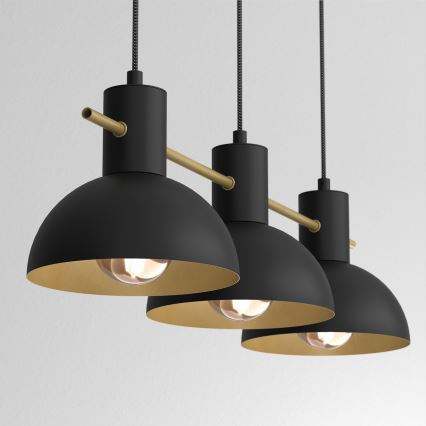 Ljuskrona med textilsladd ESTATE MINI 3xE27/15W/230V svart