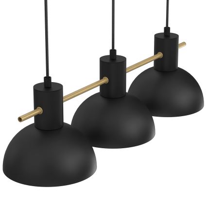 Ljuskrona med textilsladd ESTATE MINI 3xE27/15W/230V svart
