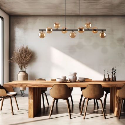 Ljuskrona med textilsladd ESTERA 9xG9/6W/230V brun/rökig beige