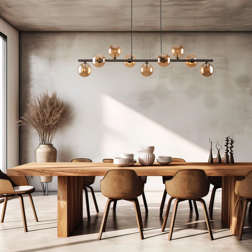 Ljuskrona med textilsladd ESTERA 9xG9/6W/230V brun/rökig beige