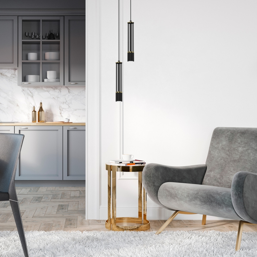 Ljuskrona med textilsladd ESTILO 1xGU10/40W/230V svart