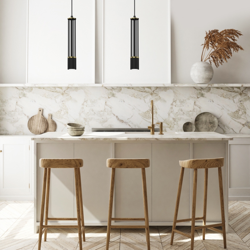 Ljuskrona med textilsladd ESTILO 1xGU10/40W/230V svart