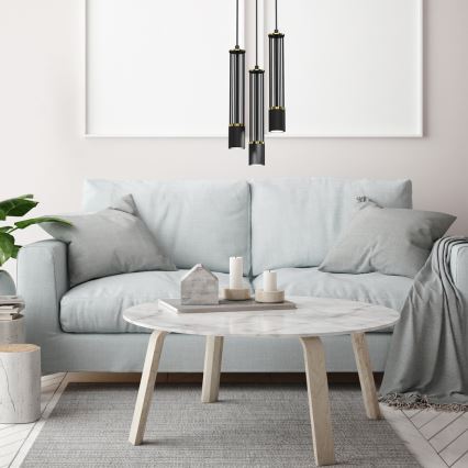 Ljuskrona med textilsladd ESTILO 3xGU10/40W/230V svart