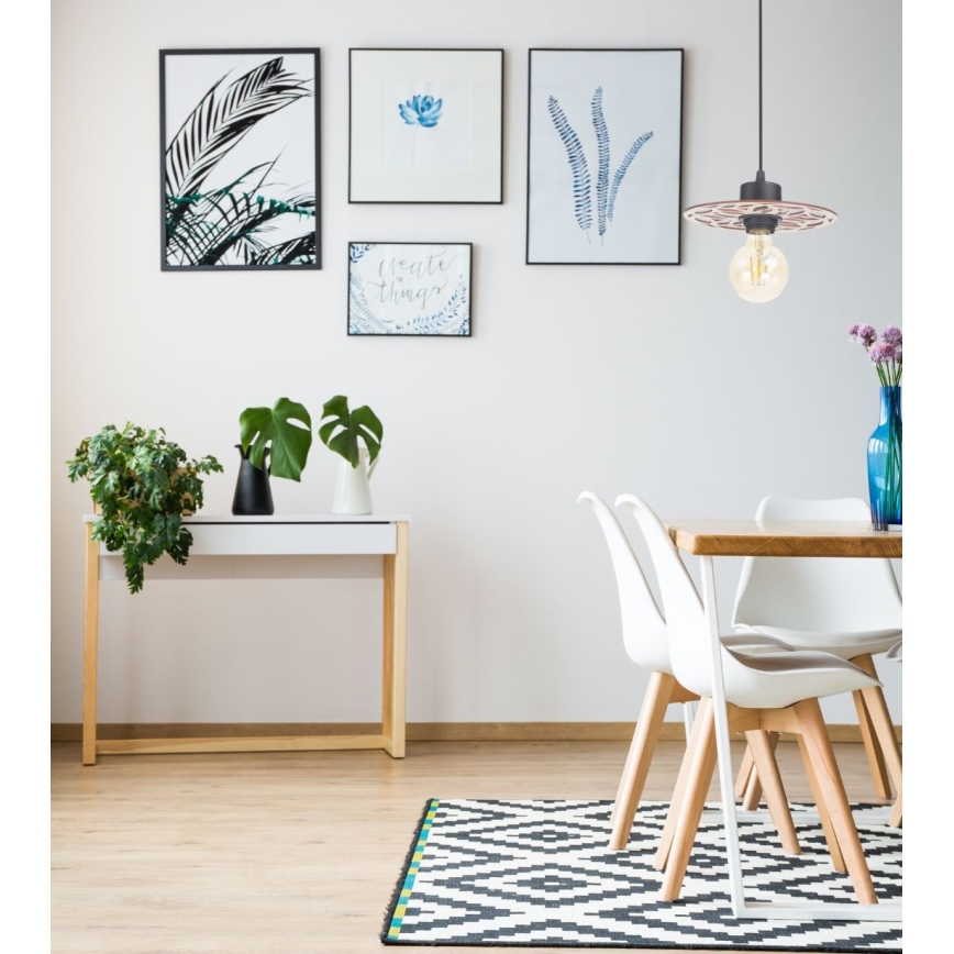 Ljuskrona med textilsladd FALCO 1xE27/60W/230V diameter 20 cm beige