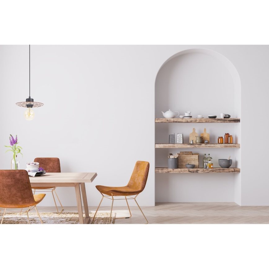 Ljuskrona med textilsladd FALCO 1xE27/60W/230V diameter 20 cm beige