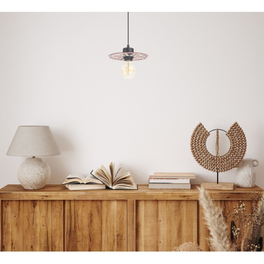 Ljuskrona med textilsladd FALCO 1xE27/60W/230V diameter 20 cm beige
