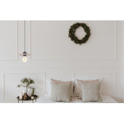 Ljuskrona med textilsladd FALCO 1xE27/60W/230V diameter 20 cm beige