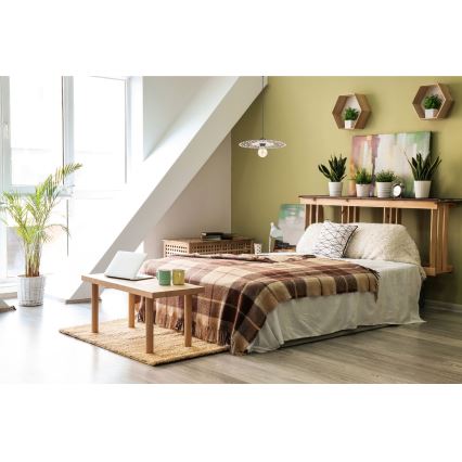 Ljuskrona med textilsladd FALCO 1xE27/60W/230V diameter 30 cm beige