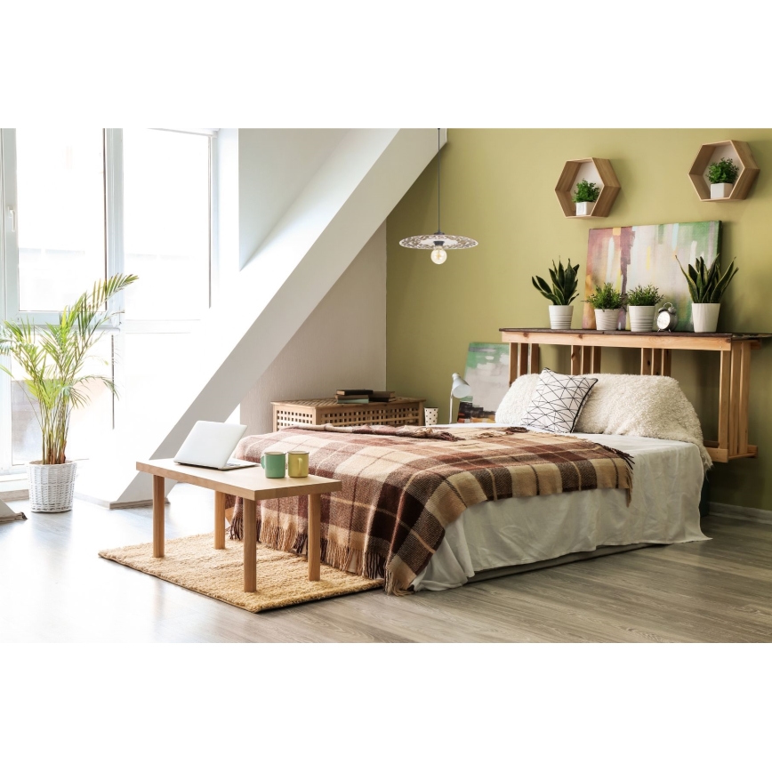Ljuskrona med textilsladd FALCO 1xE27/60W/230V diameter 30 cm beige