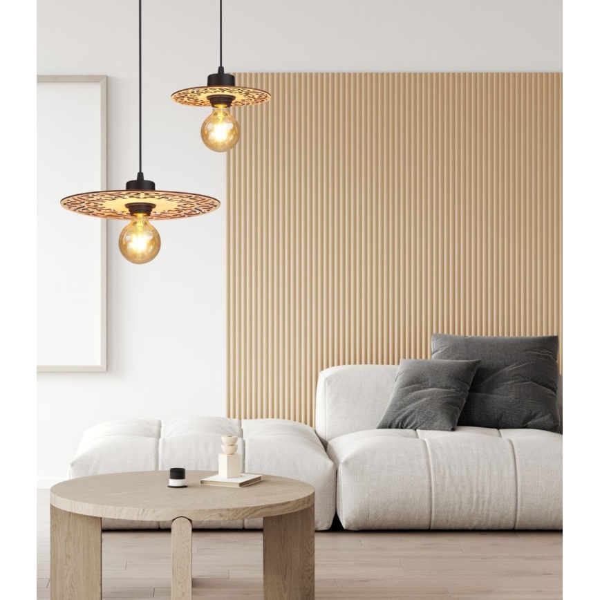 Ljuskrona med textilsladd FALCO 1xE27/60W/230V diameter 30 cm beige
