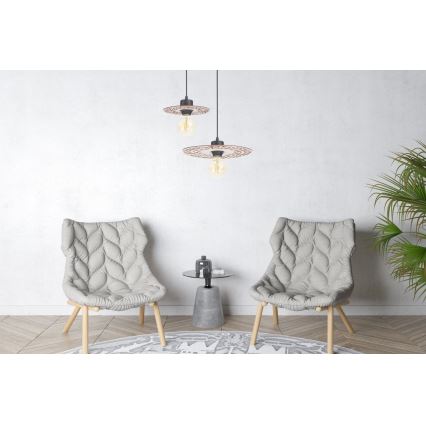 Ljuskrona med textilsladd FALCO 1xE27/60W/230V diameter 30 cm beige