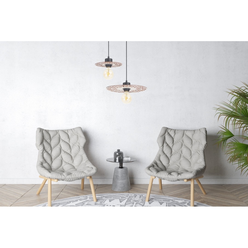 Ljuskrona med textilsladd FALCO 1xE27/60W/230V diameter 30 cm beige