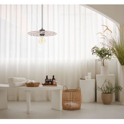 Ljuskrona med textilsladd FALCO 1xE27/60W/230V diameter 30 cm beige