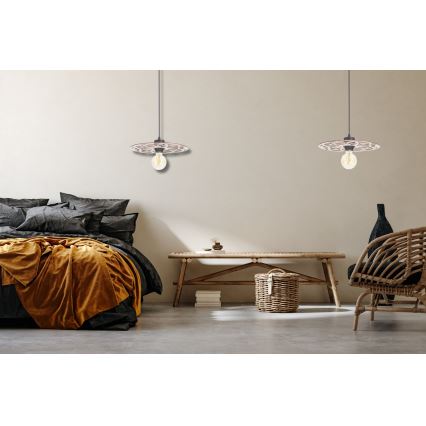 Ljuskrona med textilsladd FALCO 1xE27/60W/230V diameter 30 cm beige
