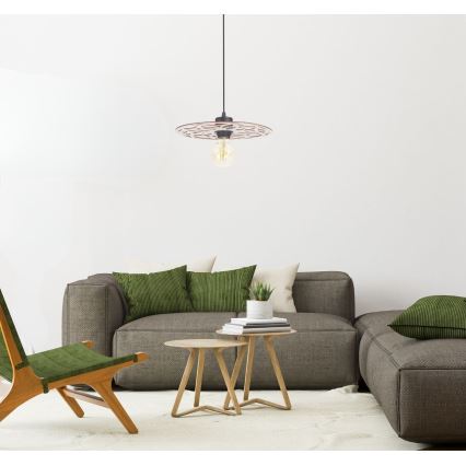 Ljuskrona med textilsladd FALCO 1xE27/60W/230V diameter 30 cm beige
